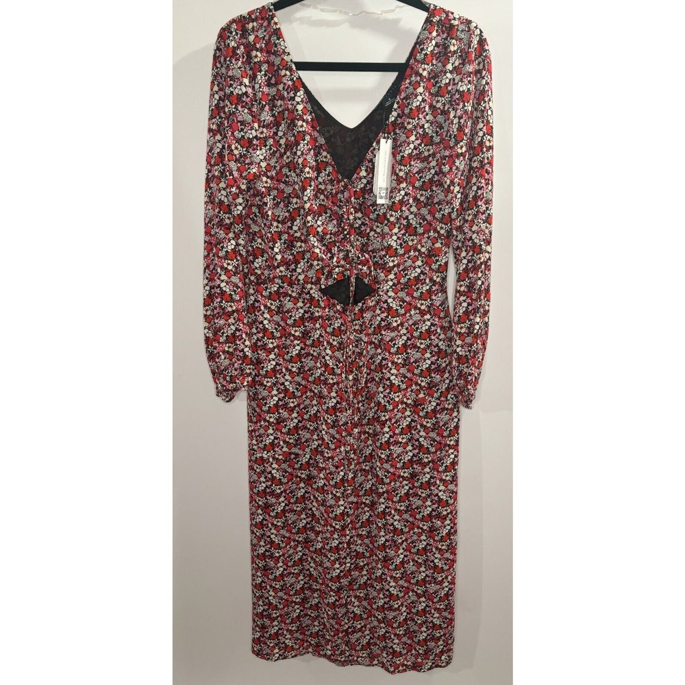 Sanctuary $149 NWT Floral Print Chiffon Halter Neck Cut-Out Midi Dress Size 10